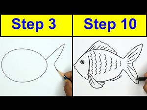 Fish Drawing for beginners : Step-by-Step Tutorial
