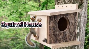 Squirrel Nesting Box - Easy Assembly Squirrel Houses for Outside Nesting, Wooden Nesting Box for Squirrels,Chipmunk,Bird and Small Animals