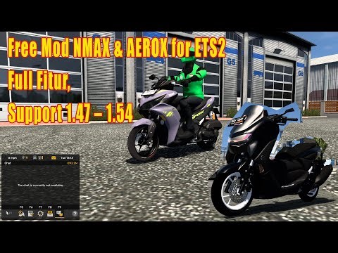 Free Mod NMAX & AEROX for ETS2 | Full Fitur, Support 1.47 – 1.54 | by Ananda Andika