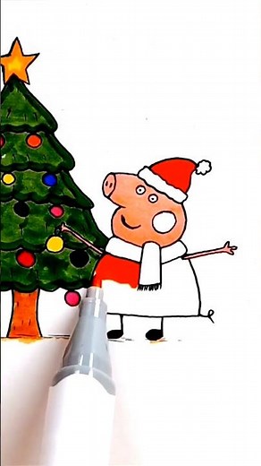✅️ Reverse Play 🤔 How to Draw Peppa Pig Decorating a Christmas Tree 🎄 | Easy Drawing for Kids