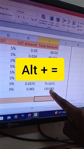 Excel autosum shortcut Key #excel #excelformula