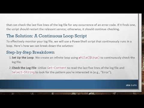Automate Service Restarts by Monitoring Logs with PowerShell