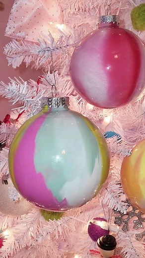 3.2K views · 11 reactions | Fun and colorful Christmas ornaments. A simple way to marble some clear balls. Drip craft paint down the inside in stripes. Cover the top and Shake! Tip them upside-down to drain and dry. #christmasornaments #christmascrafts #diycrafts #crafty #marbling #colorfulchristmas | Creative Ramblings | Facebook