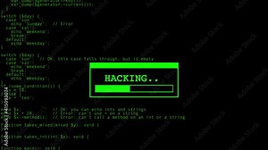 Hacking Loading bar animation with green code animation