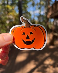 Medium Happy Pumpkin Sticker 2.5" | Smiley Jack O’ Lantern | Cute Fall Vinyl | Whimsical Halloween Sticker - Etsy