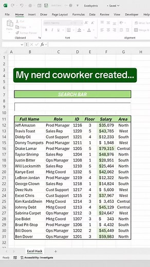 Create a Dynamic Search Bar in Excel Easily