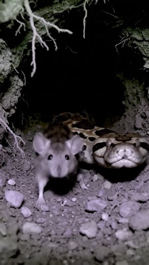 A funny python wants to eat the mouse #snake #danger #hamster #instinct #nightcamera
