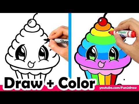 How to Draw a Rainbow Cupcake Cute + Easy | Mei Yu - Fun2draw