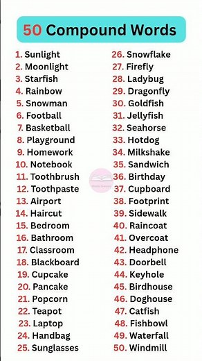 50 Compound Words in English #grammar #learning