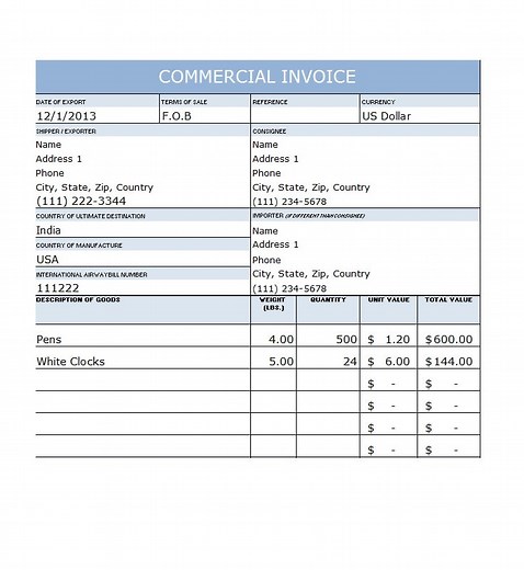 44 Blank Commercial Invoice Templates [PDF, Word] - TemplateArchive