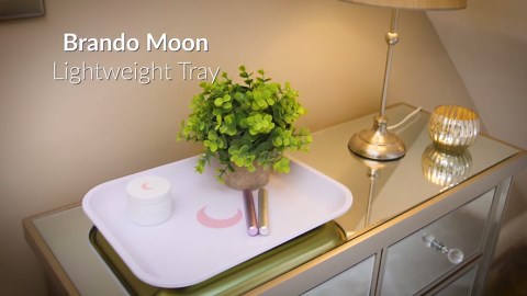 Brando Moon Small Metal Jewelry Tray - Lightweight Makeup Tray - Curved Edges & Smooth Surface - 5.5 x 7” Decorative Tray for Bathroom, Home Décor, Perfume, Candle, Keys Tray