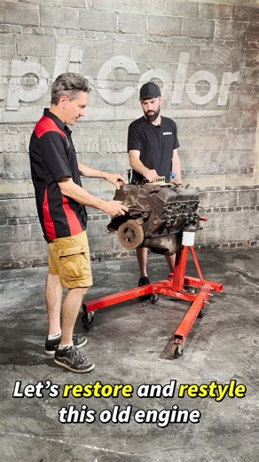 The key to this engine restoration was careful cleaning and prep before choosing the right products for the job. Dupli-Color Engine Enamel, VHT Wrinkle Plus, and VHT Flameproof made this awesome project possible. Watch the full episode available on our YouTube channel @ duplicolortv now. #duplicolor #duplicolortv #garageboss #engineenamel #enginepaint #wrinklepaint #enginebay #engineresto #enginerestoration | Dupli-Color