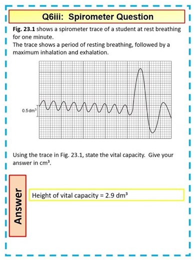 A Level Biology Question on a Spirometer Trace 6iii