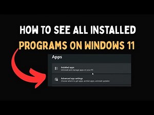 How To See All Installed Programs On Windows 11