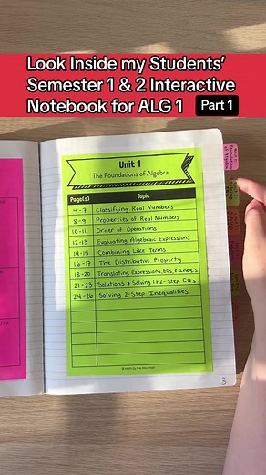 Take a look inside my students’ Semester 1 & 2 interactive notebook. In PART 1, we’ll look at notebook setup and unit 1 and unit 2 (algebra basics and solving equations). #iteachmath #iteachalgebra #mtbos #mathteacher #mathteachersofinstagram #mathteachertribe #iteach678 #iteachhighschool #highschoolmathteacher #algebra1 #alg1 #highschoolalgebra #algebranotes #algebra1notes #teachingmath #iteachmiddleschool #middleschoolteacher #middleschoolmath #middleschoolmathteacher