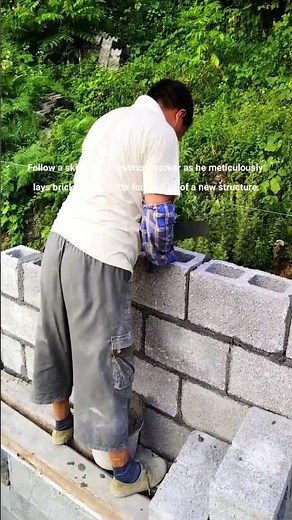 The process of laying cinder blocks for a building wall