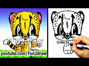 How to Draw Animals - How to Draw a Baby Cheetah - Cute Art - Fun2draw Online Cartoon Lessons