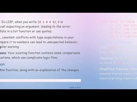 Understanding LISP Function Usage: Passing Values and Debugging Errors