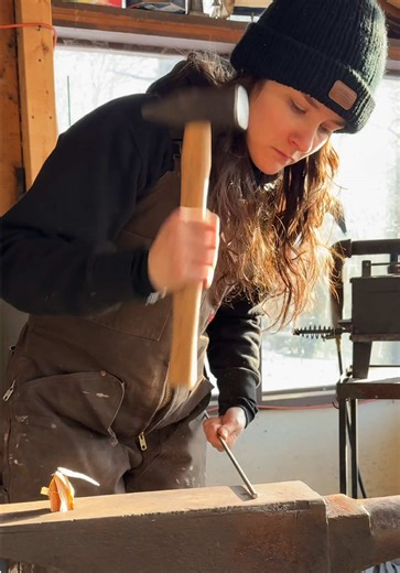 I’d be burned at the stake for this in the 1600’s 🧙‍♀️🔥 Starting a fire with some metal rod and a hammer! A consistent hammer blow on the same spot of a small piece of metal will create friction and impact heat, making the steel hot enough to ignite tinder! #blacksmith#forge#fire#witch#hammer