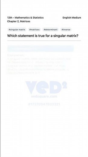 Understanding Singular Matrices 12th Grade Math