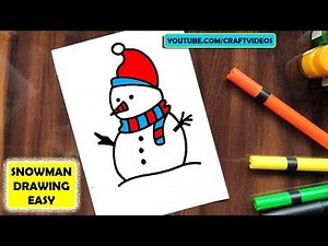 HOW TO DRAW SNOWMAN | SNOWMAN DRAWING EASY