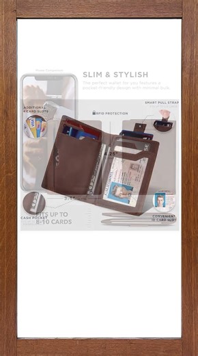 Slim Minimalist Leather Wallet – RFID Blocking & Pocket Friendly Design! #LeatherWallet #MensWallet