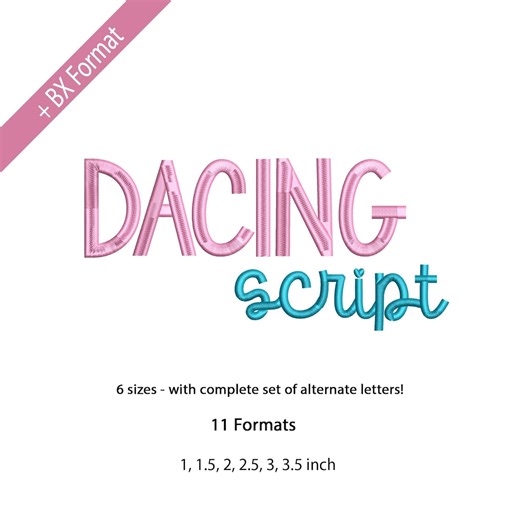 Dancing Script Duo Font Embroidery Font, Cursive Letters, Versatile 2 Fonts, Sans, Serif Script, 6 Sizes, 11 Formats   BX Font - Etsy Australia