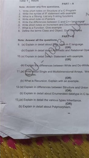 #ou degree 2nd sem programming with c and c++ question paper b.com(CBCS)