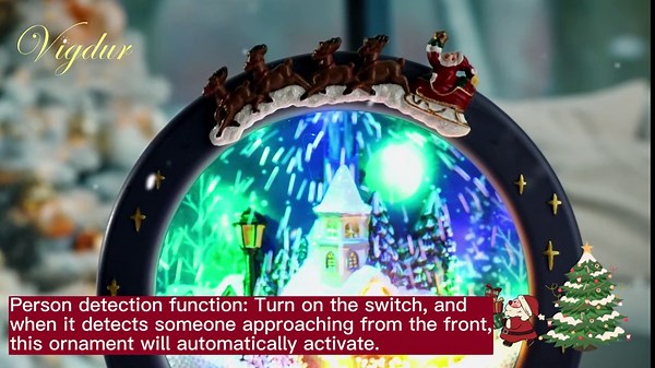 Vigdur Christmas Village House - Musical Christmas Snow Globe with Colorful Lights & 8 Xmas Music, Dancing Snowballs, USB Powered Animated Christmas Decorations for Home Holiday Decor