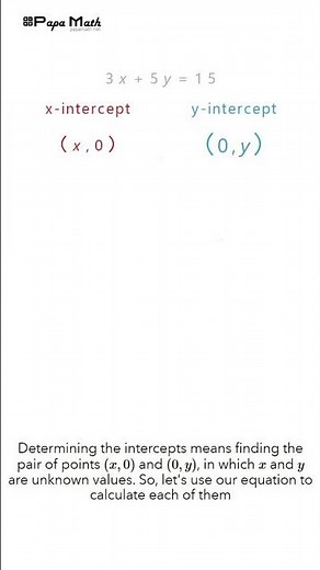 3x+5y=15 Graph a linear equation using intercepts #maths #mathematics ( Papa Math )