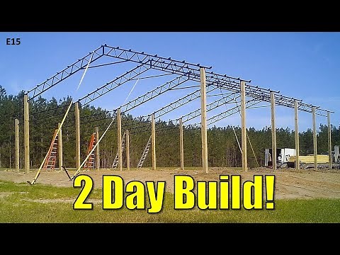 How to Build a Pole Barn | TIME LAPSE | 32x60 Pole Barn With16' Lean