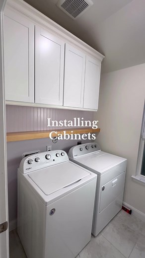 How I installed cabinets in my laundry room by myself! You can do it too ✨😍🫶🏻 #diy #renovation #homereno #laundryroom #girlboss #momlife #cabinets #easy #howto #inspiration