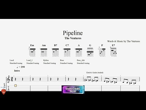 Guitar Pipeline by The Ventures for Band with TABs