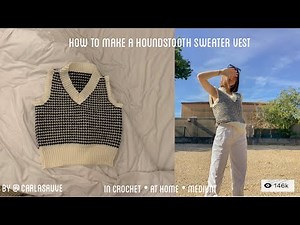 How to make my viral pinterest houndstooth crochet sweater vest ✨