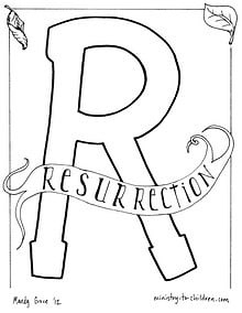 "R is for Resurrection" Bible Alphabet Coloring Page