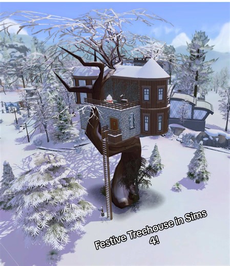 Building a festive treehouse in Sims 4! • Download under ID Hextrahunt titled ‘Festive Treehouse’ • #sims #ts4 #game #sims4 #festive