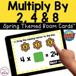 Multiplying by 2, 4 and 8 Boom Cards | Spring Themed | Doubling Strategy