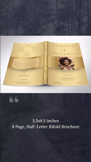 Elegant Gold 8-Page Funeral Program Canva Template | Celebration of Life Booklet #funeralprogram