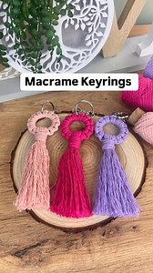 Macrame Keyring Tutorial, I used 3mm macrame cotton cord and some old curtain rings and made these beautiful macrame keychains. #macramekeychains #macramekeyrings #macrametutorials #macrameforbeginners | Caroline Fleming
