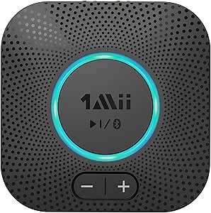 1Mii B06S Bluetooth 5.2 Receiver for Music Streaming System, Hi-Fi Wireless Audio Adapter for Stereo Receiver w/aptX HD aptX Low Latency, Bluetooth Receiver w/Volume Control RCA/3.5mm Outputs