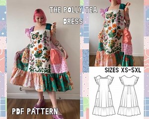 Polly Tea Dress Sewing Pattern Sizes XS-5XL | Upcycle Dress Sewing Pattern | Downloadable PDF | Tea Towel Dress Pattern | Upcycling How To - Etsy