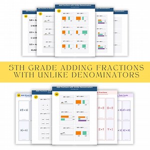 5th Grade Adding Fractions Worksheets: Exit Tickets, Task Cards (PDF & Digital Download) - Etsy