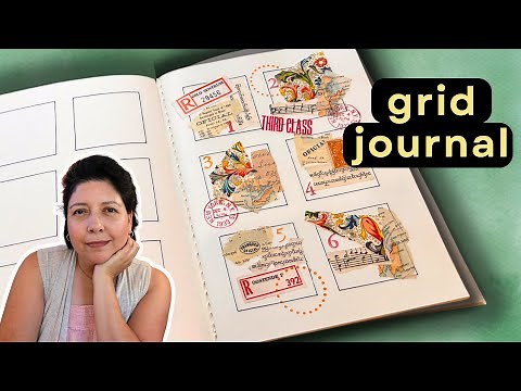 Grid journal ideas 🟥 Playing with paper scraps