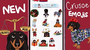 "My new pack of Christmas-themed emojis is HERE! Along with new Photo Editor to edit emojis into your own pics, and support for Whatsapp!! If you already have my app, just buy the pack, or get the download the app first here: https://doggymojis.com/crusoemoji/ ~ Crusoe | Crusoe the Celebrity Dachshund