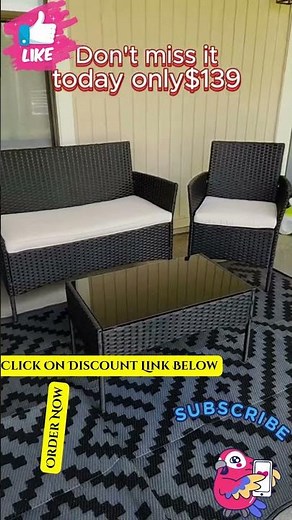 4 Piece Outdoor Wicker Patio Furniture Set – Perfect for Balcony, Porch, Deck & Garden