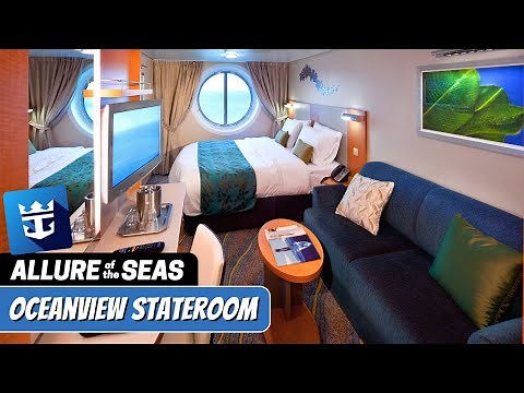 Allure of the Seas | Oceanview Stateroom Tour & Review 4K | Royal Caribbean Cruise