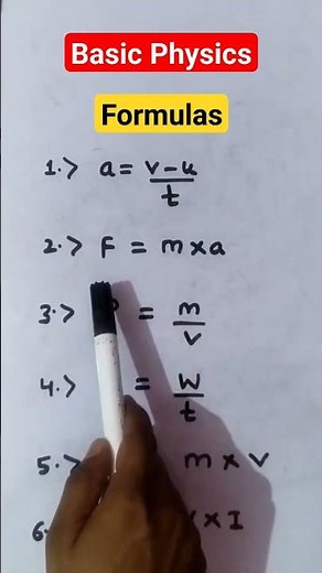 Basic Physics Formulas #physics #formulas #science