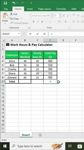 Calculate Earnings in Excel 💰 | Hours × Rate Formula