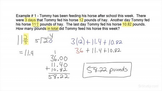 Solving Word Problems with Fractions, Decimals & Integers | Math | Study.com