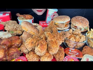 ASMR EATING KFC FRIED CHICKEN,KFC BURGER,DOUBLE DOWN,GRILLED CHICKEN,